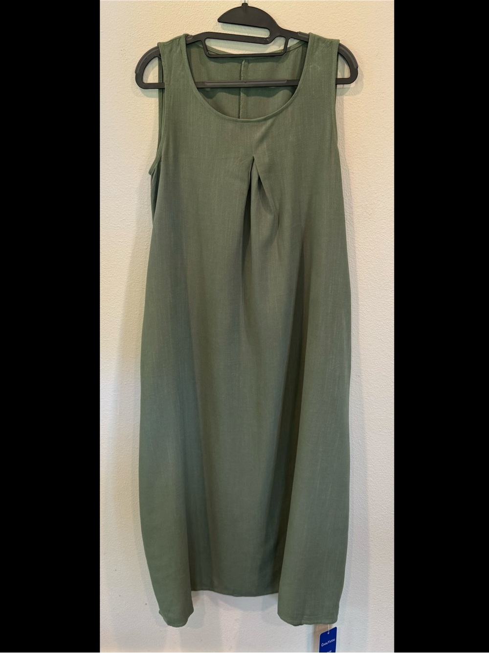 Chou Yatou Women’s M Sage Linen Blend Sleeveless Dress Boho Beach Lagenlook